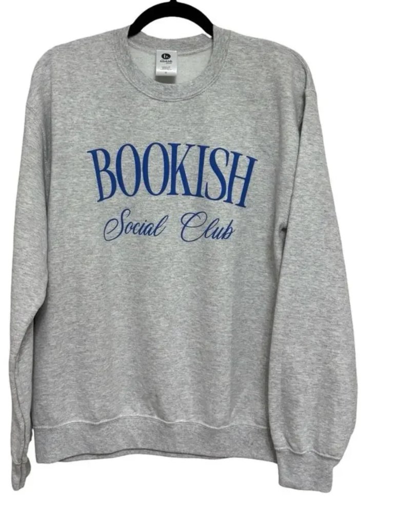 Bookish Social Club Graphic Sweatshirt Gray Crewneck Reader Book Lover Size M — image 4 of 6